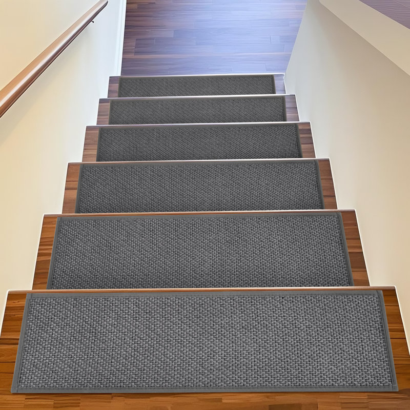 Non-slip Carpet Stair Treads Indoor Rubber Rugs, Grey
