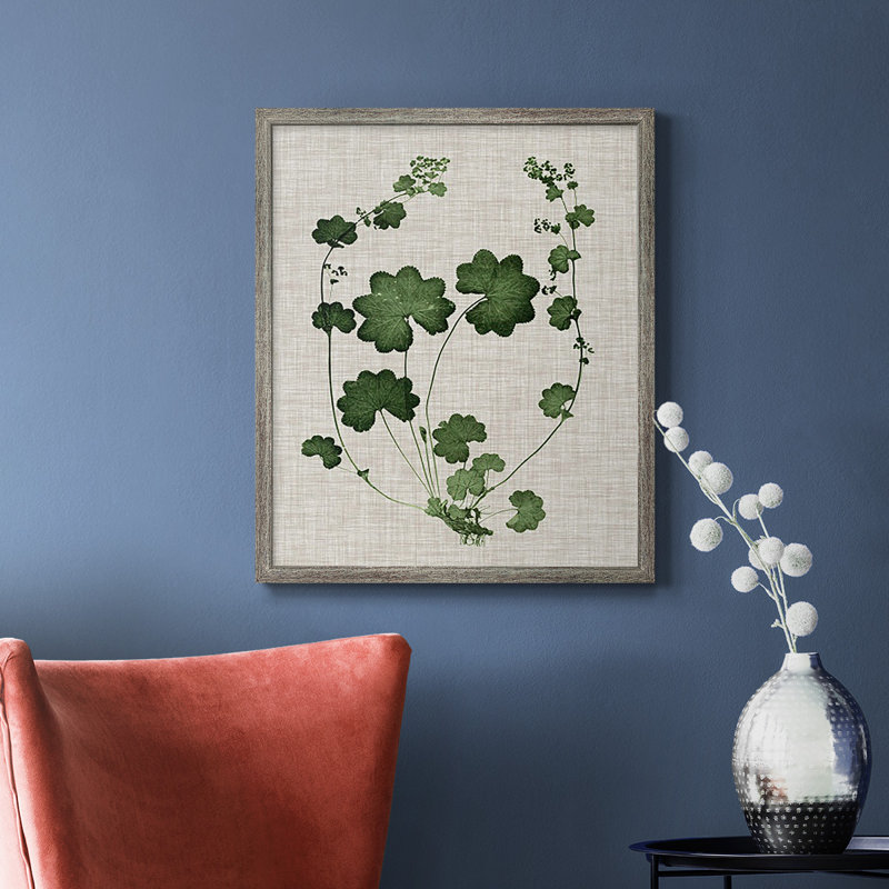 Toile encadrée de qualité supérieure «Forest Foliage on Linen II» - prête à être accrochée, Argent patiné, H 24 po x l 20 po