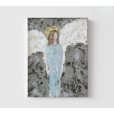 Guardian Angel Wall Art Christmas Fine Art Print Framed Gabriel Angel Nativity Scene Christian Religious Artwork New Baby Xmas Gift Idea