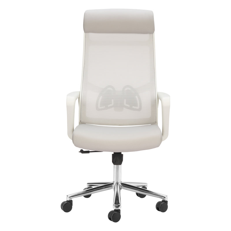 Chaise de bureau ergonomique haut dossier pivotante en filet gris clair