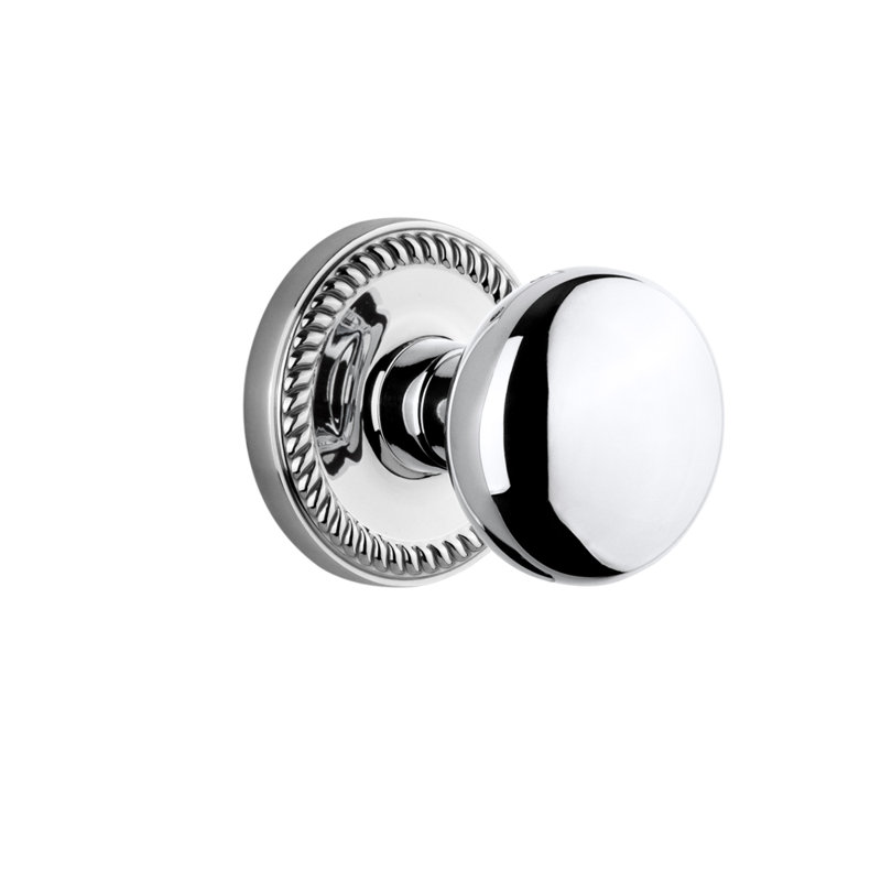 Grandeur Newport Rosette Single Dummy with Fifth Avenue Door Knob, Bright Chrome
