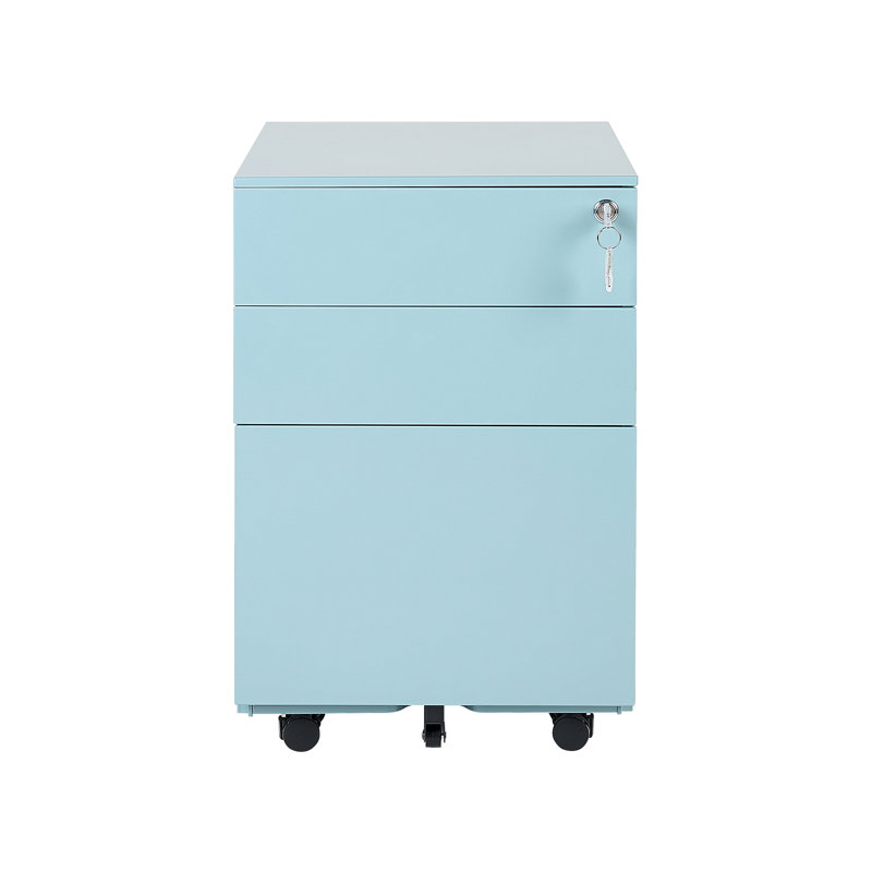 Lakeithia 39cm Wide 3 -Drawer Mobile Steel File Cabinet, Blue