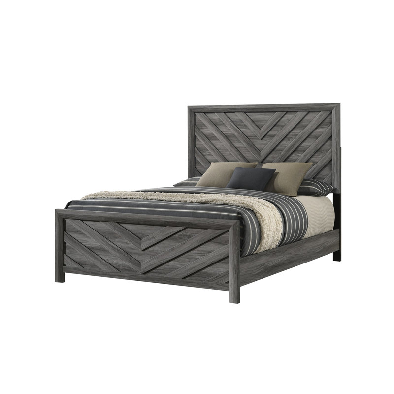Élégant lit simple gris, créant une atmosphère douillette et chic pour la chambre à coucher, fabriqué avec précision