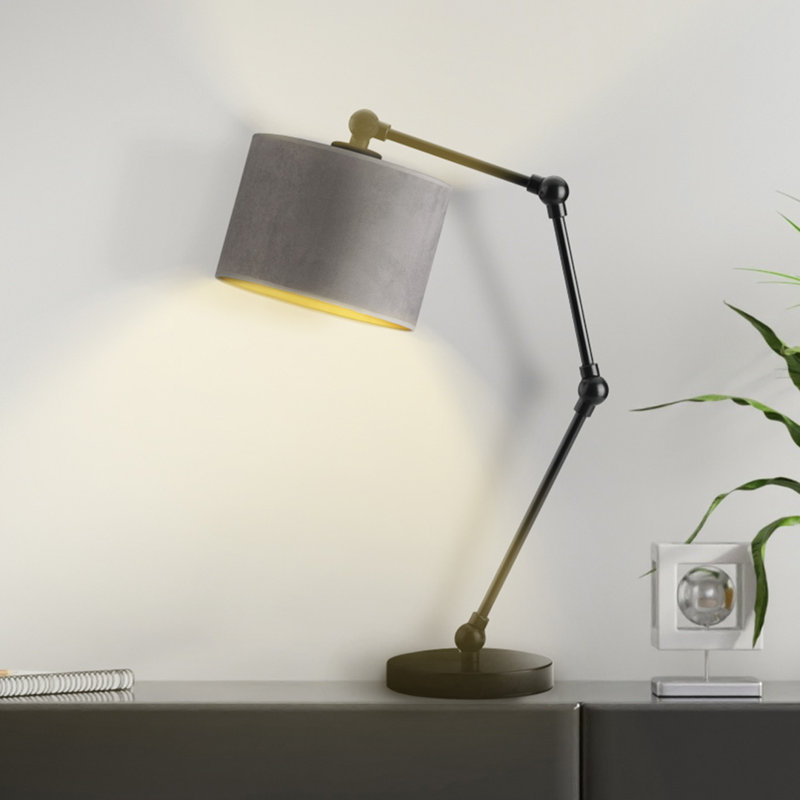 Alirah Adjustable Metal Arched Lamp, White, Gray