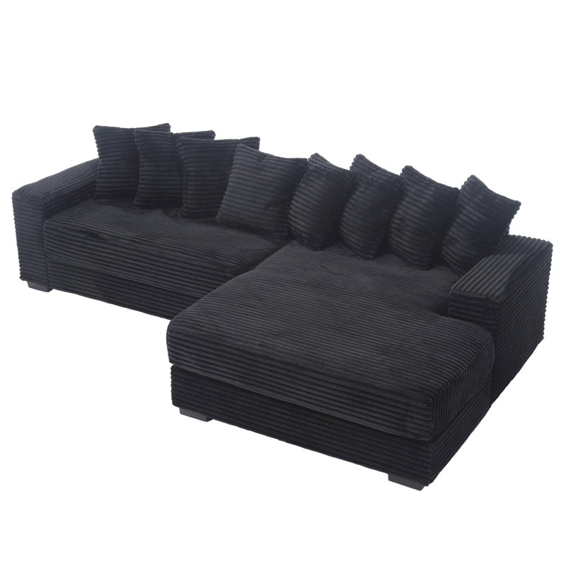 Pettisville 2 - Piece Upholstery Sofa, Black Corduroy, Left Hand Facing