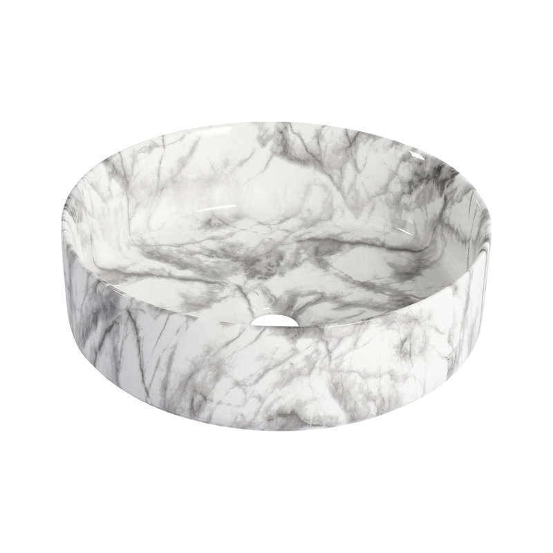 Lavabo de comptoir en céramique pour salle de bain au-dessus du comptoir, fabrication exquise, cuisson à haute température, lavabo d'art gris foncé blanc 15,87 pouces, teinture, vernis de qualité, 18,82 livres