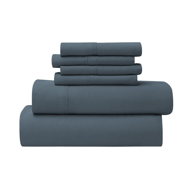 Bibb Home Bamboo 1800 Thread Count Deep Pocket Sheet Set, California King Sheet Set with 4 Pillowcases, Steel Gray