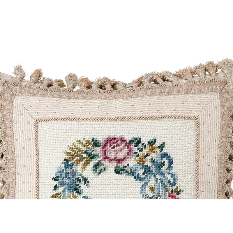 Floral Wreath Needlepoint Pillow