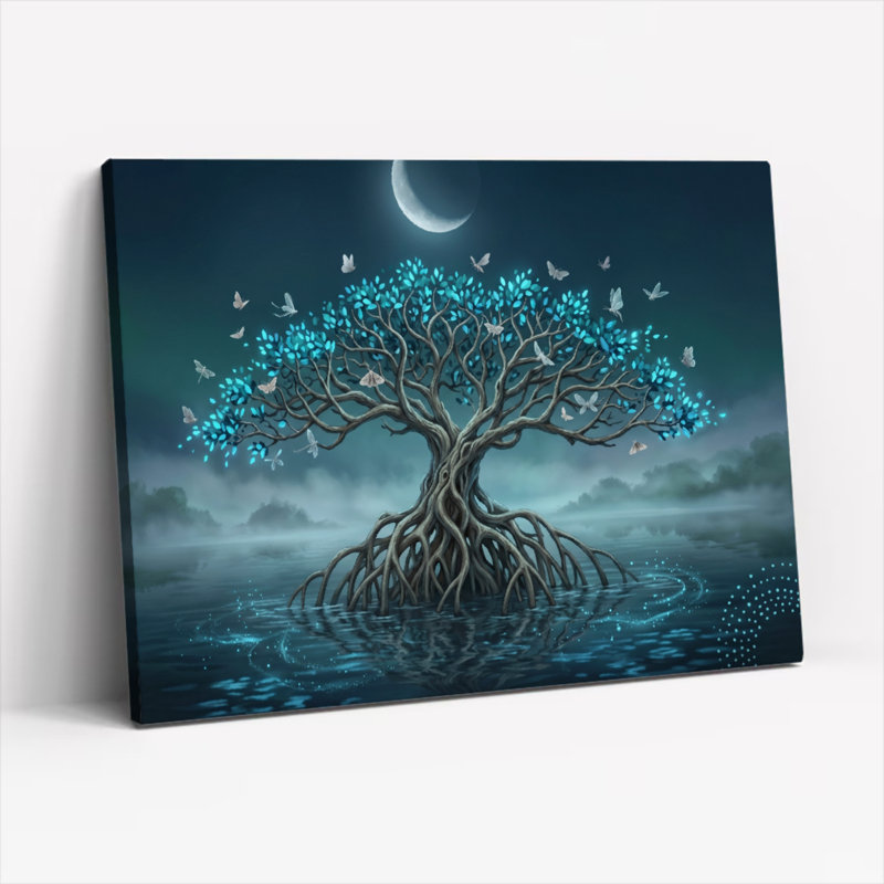 Ensemble de 1 tableau sur toile « Arbre au clair de lune », 18"H x 24"W, Wrapped Canvas