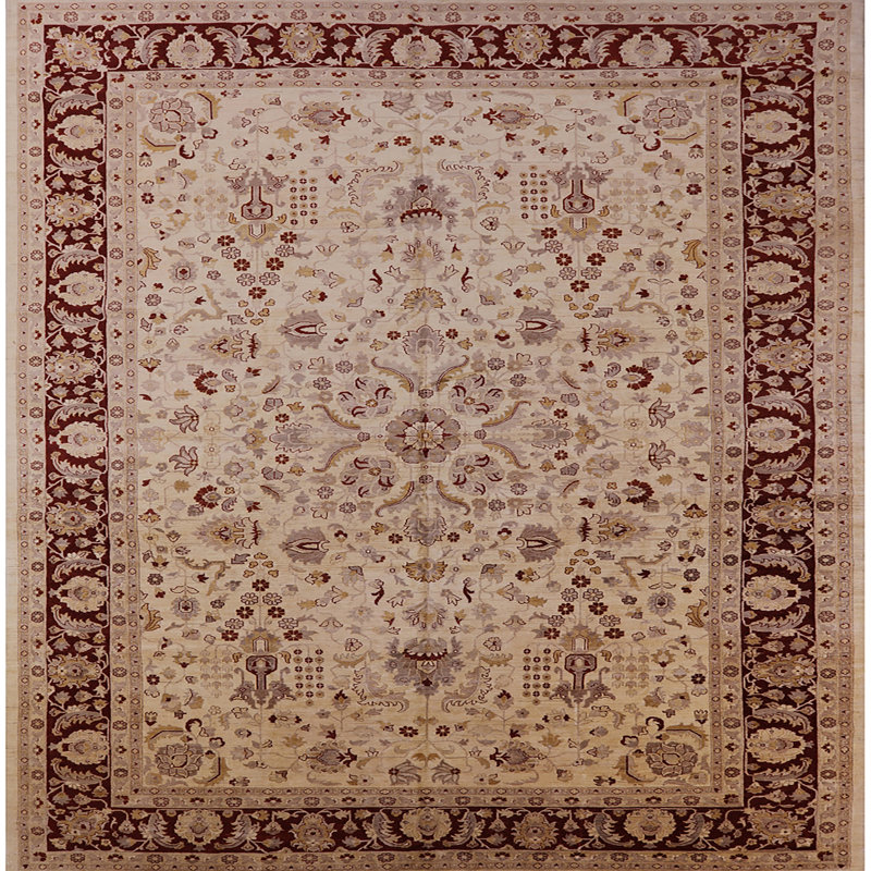 Tapis oriental beige / rouge Junius, Carré 6 pi