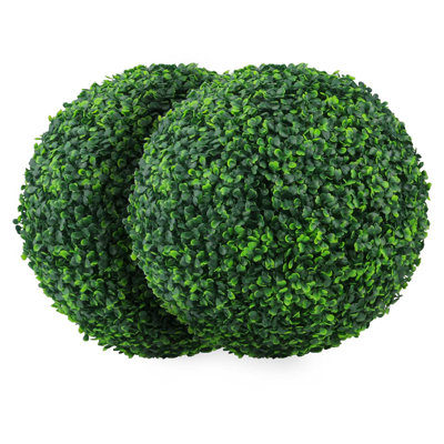 2 Pcs 10 inch 4 Layers Artificial Plant Topiary Ball Faux Boxwood Topiary Balls with UV-resistant PVC Leaves