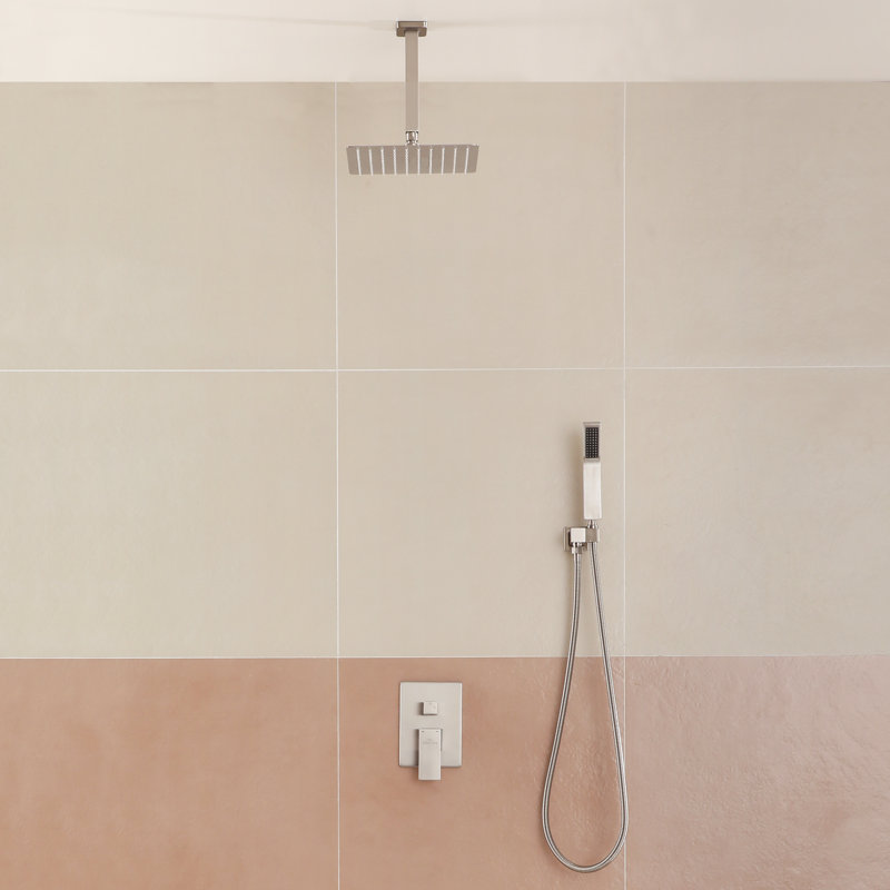 Système de douche complet avec valve brute, Nickel brossé