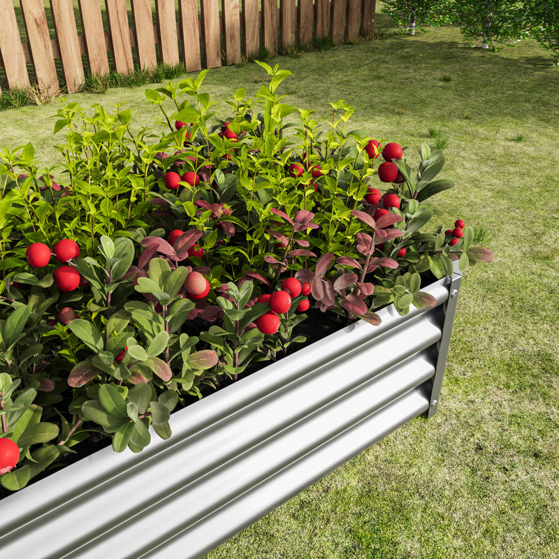 421Ft Rectangle Silver Metal Raised Garden Bed For A Variety Of Plants, Herbs, And Vegetables - Long Lasting Stable Build Planter Diverse Selection Vegetables, Herbs Simple Assembly