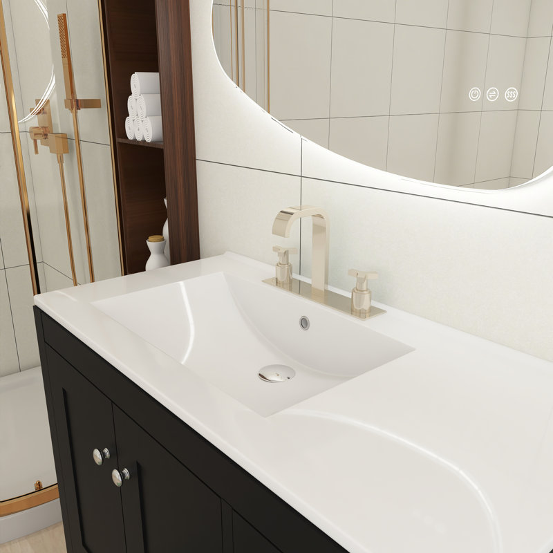 Meuble-lavabo moderne noir avec portes et tiroirs à fermeture en douceur
