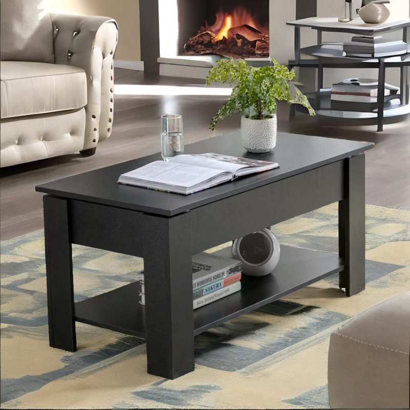 Anngela Industrial Lift Top Coffee Table With Hidden Storage