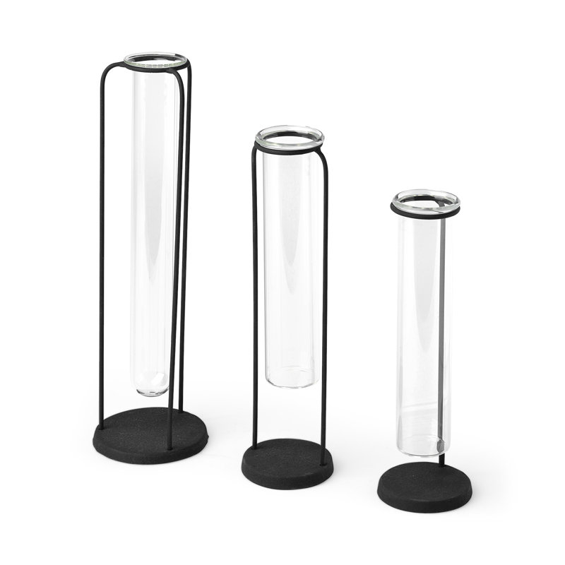Ensemble de 3 vases de table en verre noir mat Eureka