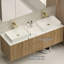 Plateau de meuble-lavabo double blanc en quartz l 60 po x P 19,48 po Ivora avec lavabo vasque rectangulaire Ivora-129851821-129851822