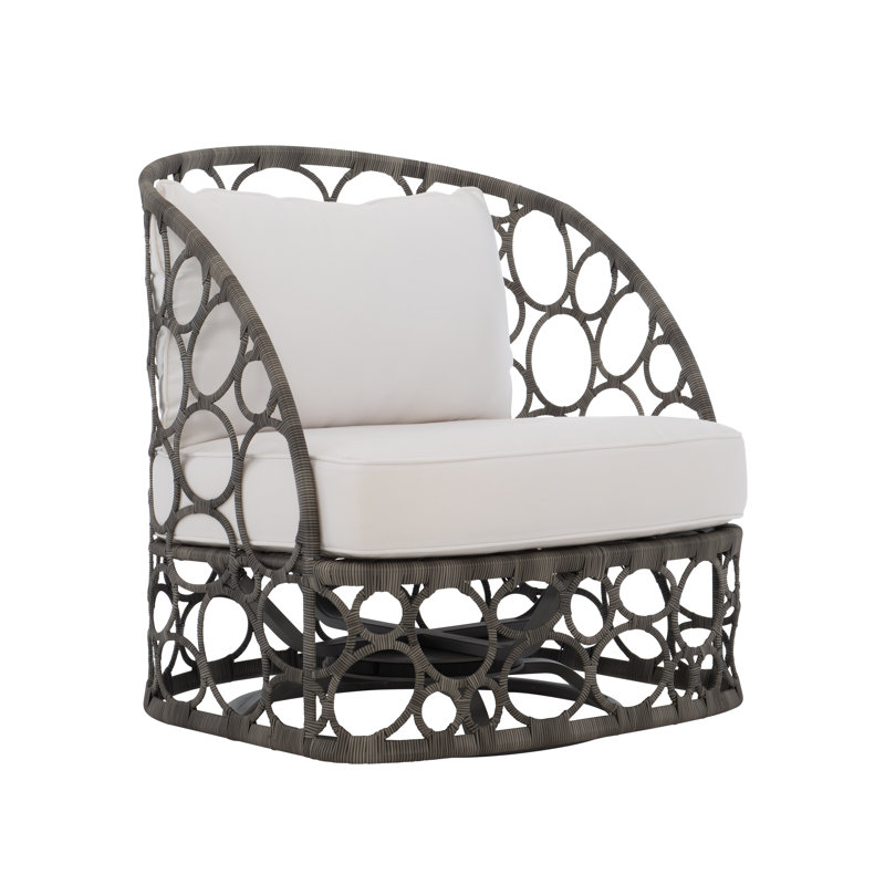 Bali Swivel Patio Chair with Cushions, White Sunbrella 6063-000, Dove Gray