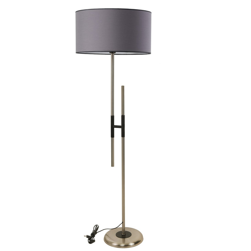 Lampe sur pied scandinave, structure en métal anthracite, hauteur 65,0 po | Revêtement chromé, capuchon en tissu, douille E27 (40 W maximum) | Peinture électrostatique durable séchée au four, design élégant et moderne pour l'éclairage de la maison et du bureau