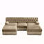 Tissu en velours confortable en forme de U respirant, canapé de style Chesterfield, jupe à franges à franges sur le plancher, conception combinée modulaire, conception ergonomique, conception capitonnée à boutons, pour chambre à coucher, chameau