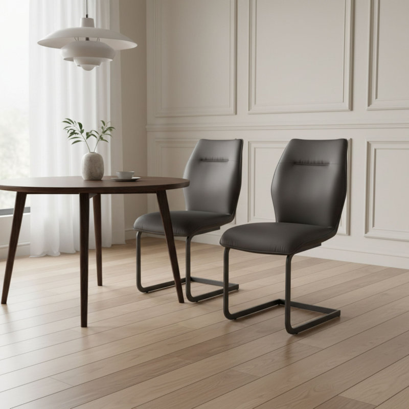 Upholstered Dining Chair, Grey, Grey