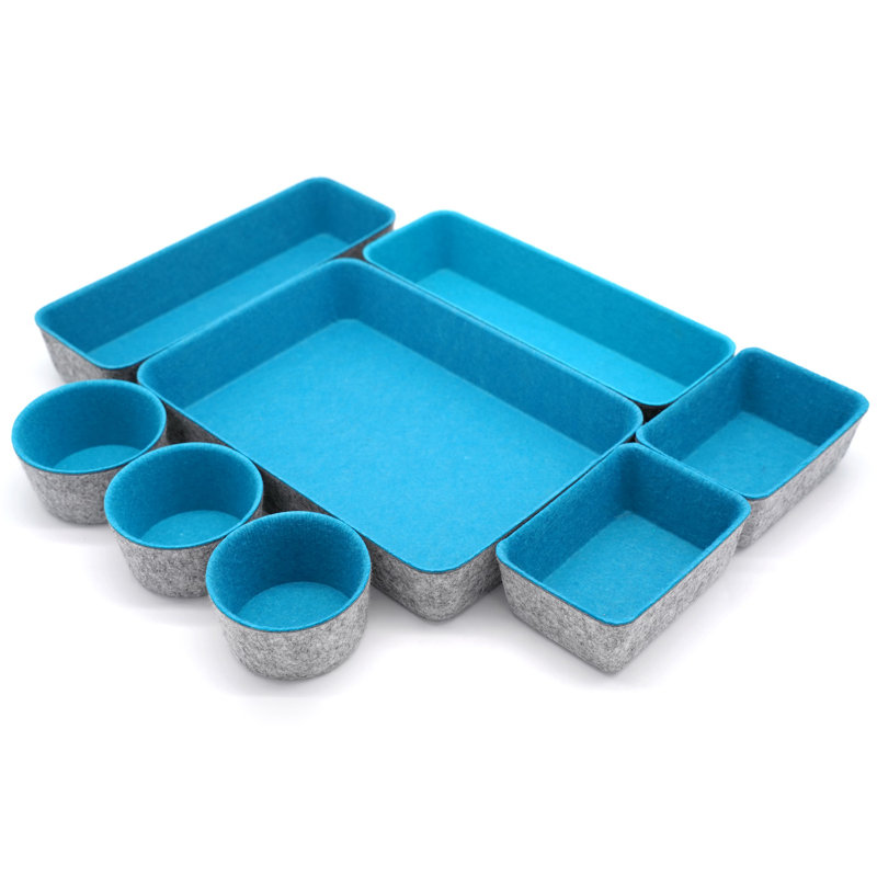 2.4'' H x 7.9'' W x 10.8'' D Organizer Set, Turquoise