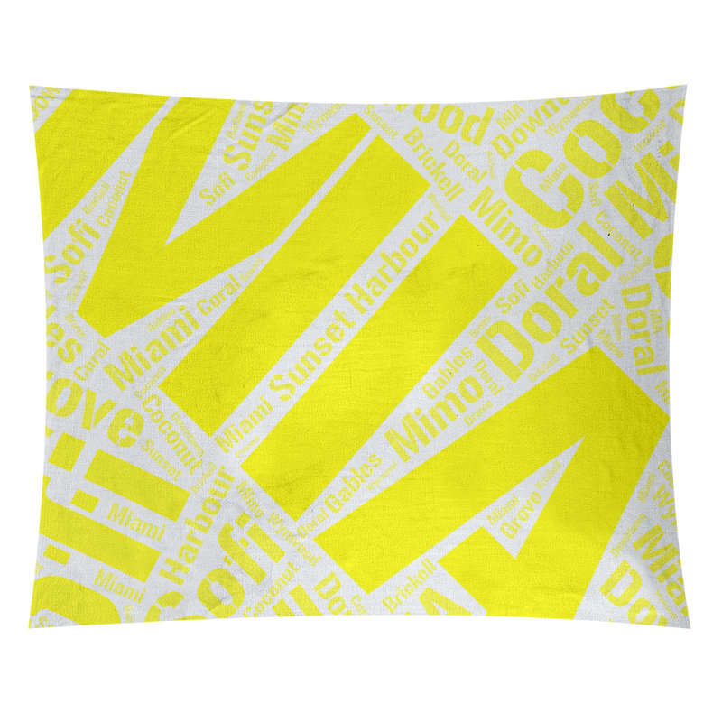 Tapisserie de polyester districts, art word, H 27,5 po x l 37,5 po, Jaune, Miami