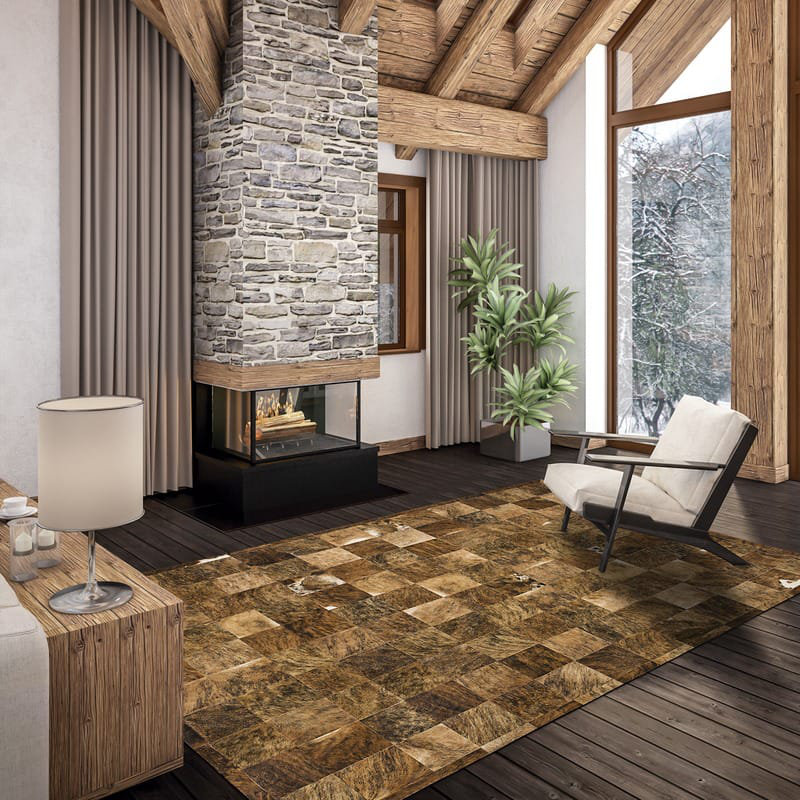 Ares Cowhide Geometric Area Rug, Rectangle 9' x 12'