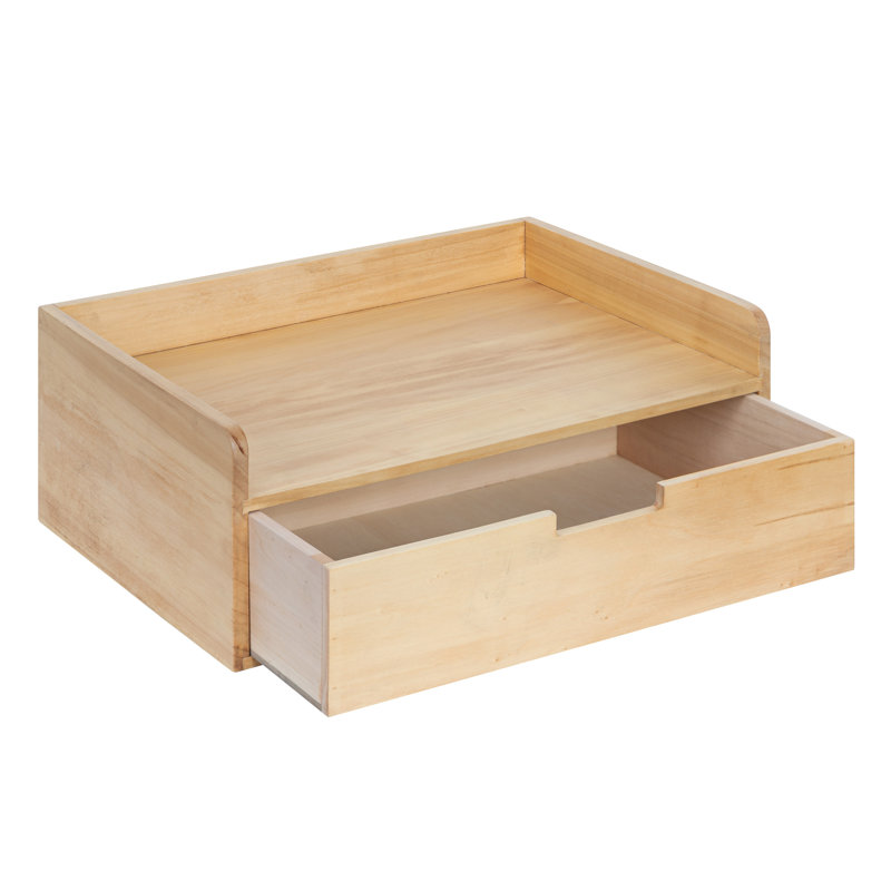 Casiano Poplar Accent Shelf with Drawer, Natural