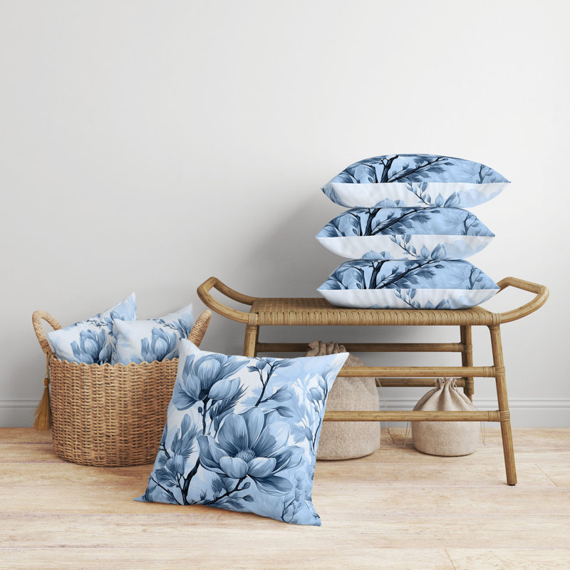 Coussin décoratif réversible intérieur / extérieur Zinnia Zest, H 16 po x l 16 po, Bleu