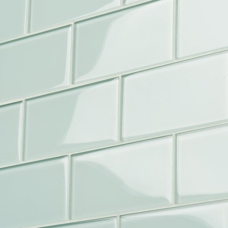Lucid 3'' x 6" Glass Subway Wall Tile (32 pieces 4 sq.ft./Box), Seafoam