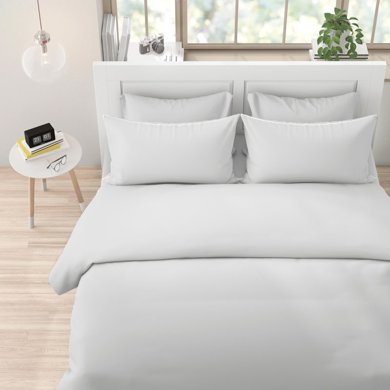 Cotton Duvet Cover with Pillowcases Included, Super King Duvet Cover + 2 Pillowcases, Silver
