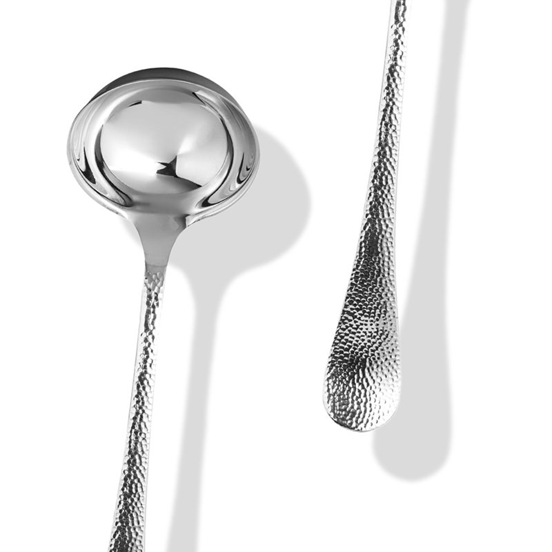Ensemble de service 3 pièces (cuillère fourchette et louche) en étain Epoque, Argent