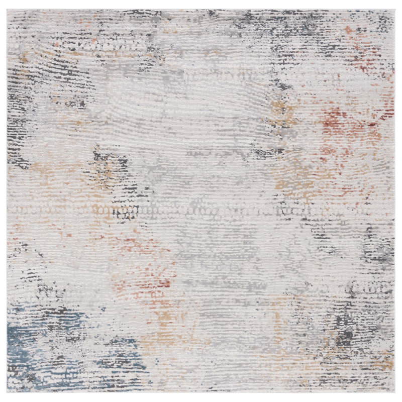 Tapis Kulig 204 ivoire / bleu rouille, Carré 6 pi 7 po