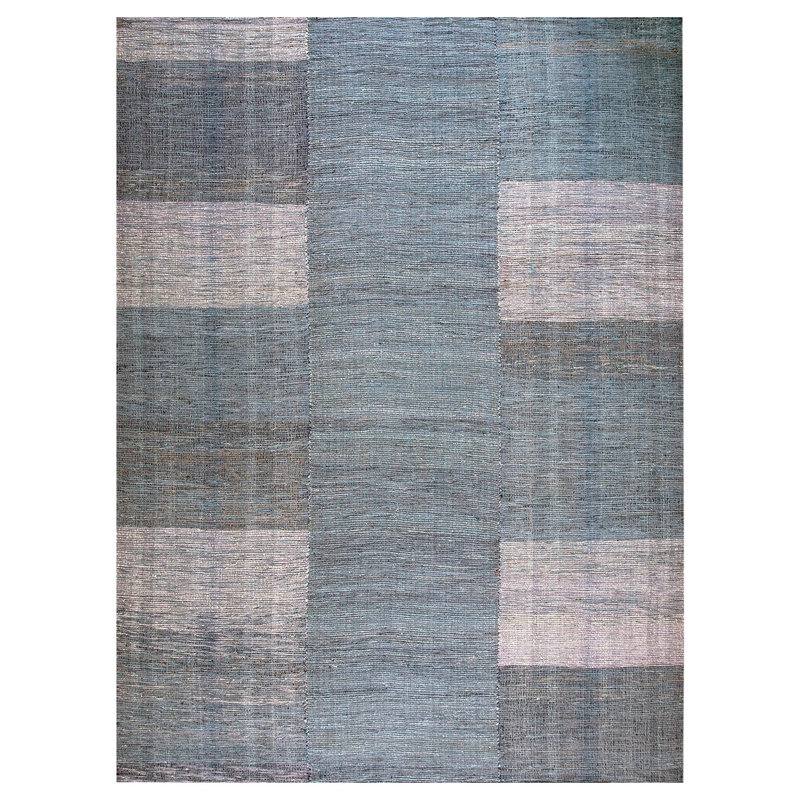 Flatweave Wool Geometric Area Rug in Gray