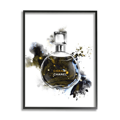 " Glam Cosmetic Bottle Black Gold Watercolor Perfume Bottle " by Ziwei Li