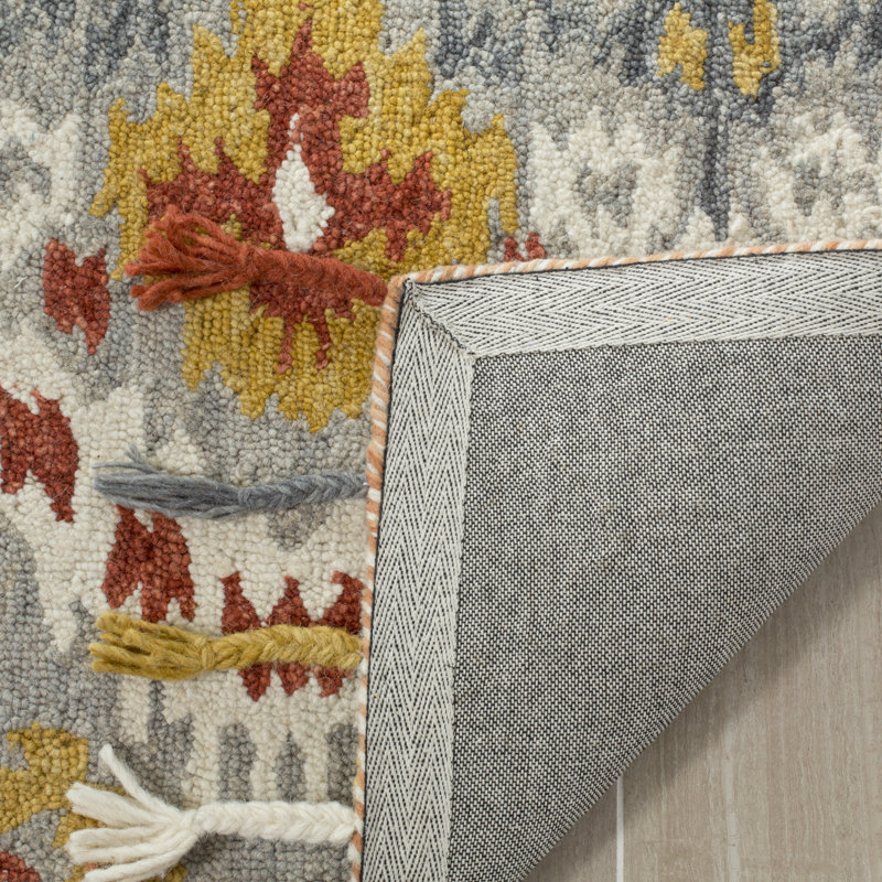 Niederanven Hand Hooked Wool Ikat Rug, Runner 2'3" x 8'