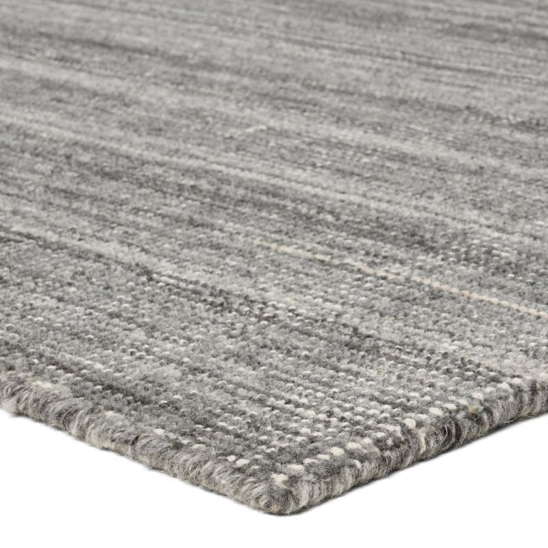 Hued SLO01 Handmade Solid Gray Area Rug, Rectangle 6' x 9'