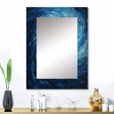 «Blue Swirl Wave Spiral VII», miroir mural unique en spirale abstraite, art moderne imprimé