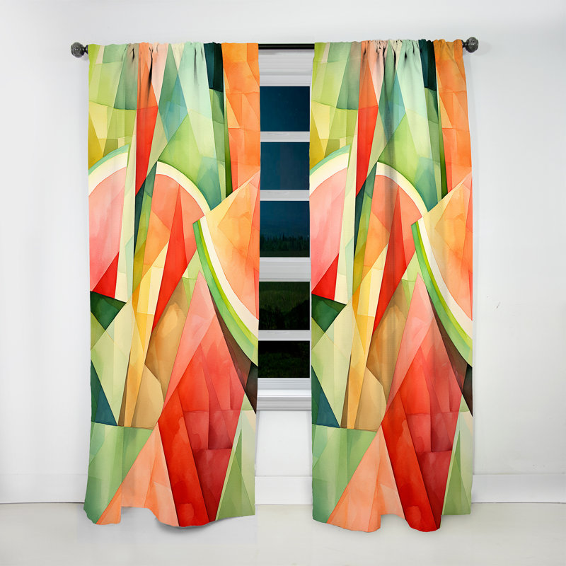 Motif de pastèque Belcourt - vert et jaune II - rideau traditionnel - obscurcissant velours - 1 panneau, L 52 po x L 84 po