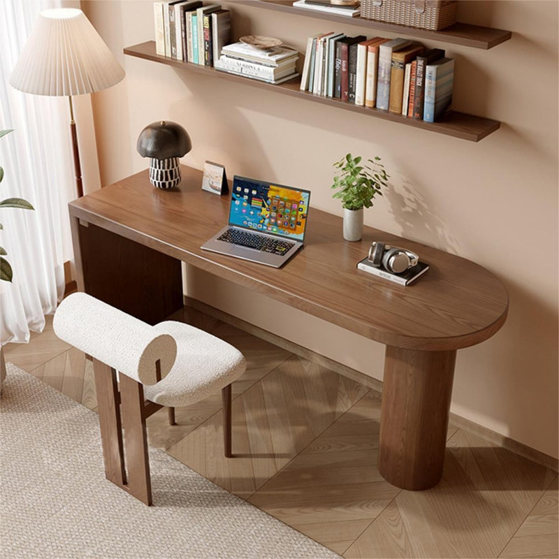 Bureau en bois massif noyer clair, H 29,53 po x l 55,12 po x P 23,62 po