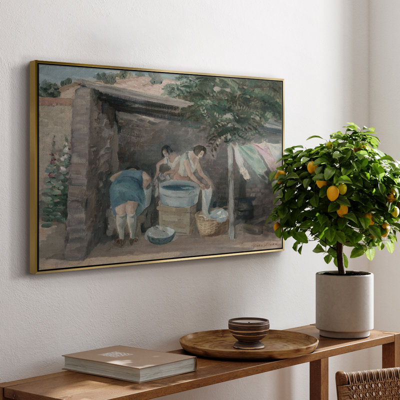 Paysage rétro - CCCLIX, H 17 po x l 25 po x P 2 po, Toile avec cadre flottant or