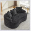 Causeuse incurvée en chenille avec 3 coussins, aucun assemblage requis, idéale pour les petits appartements et les salons-1006993234-1006993233
