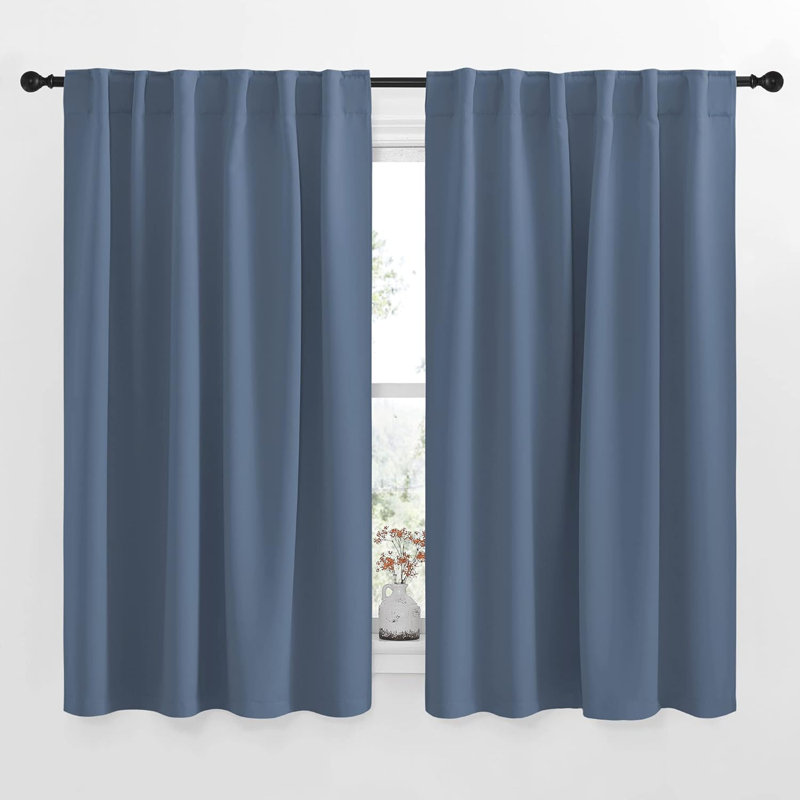 Blackout Curtain Light & Noise Reducing Room Darkening Drapes for Bedroom/Living Room/Kitchen, 2 Pieces, 52" W x 54" L