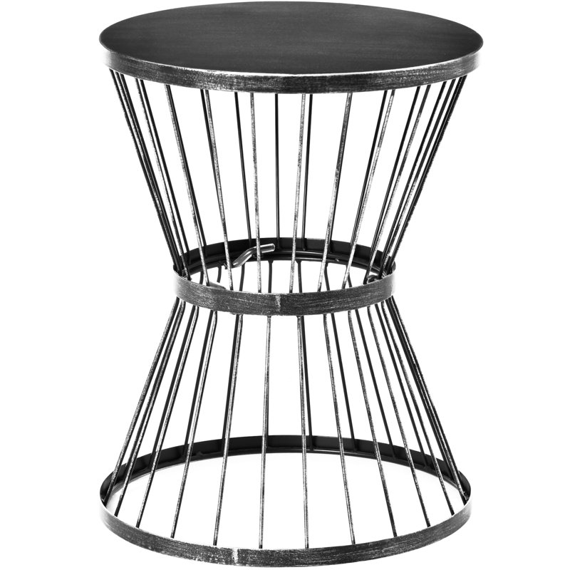 Table d'appoint de patio en acier 16 po, forme, noir - extérieur et intérieur, décor élégant, table d'appoint polyvalente avec apparence, pour et ornement élégant, pratique