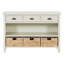 Console vintage en bois avec console et 3 paniers en jacinthe d'eau-109212254