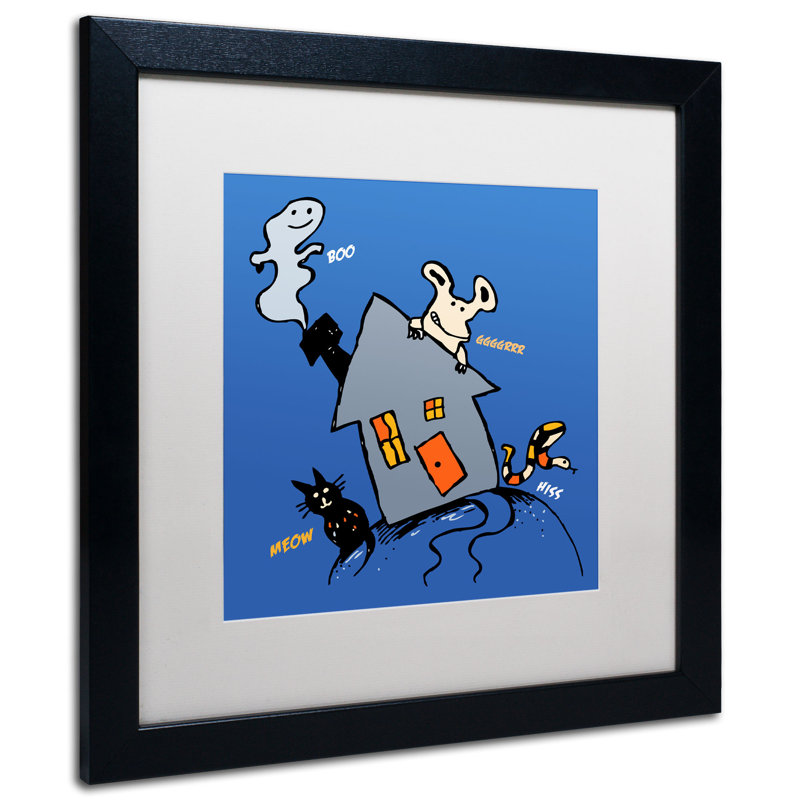 « halloween house » par carla martell, art encadré, Blanc, H 16 po x l 16 po