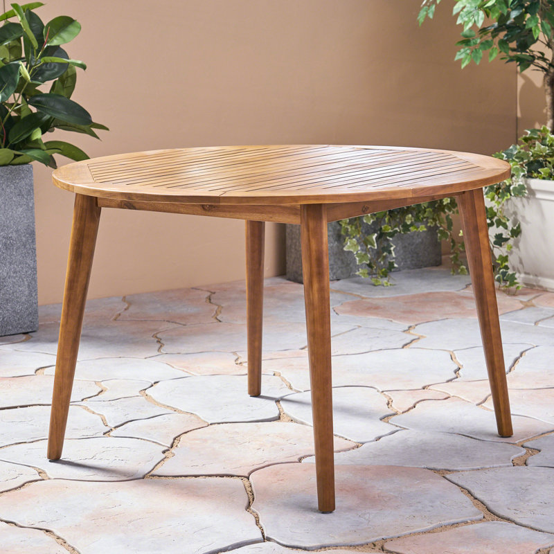 Table de salle à manger d'extérieur ronde en bois d'acacia