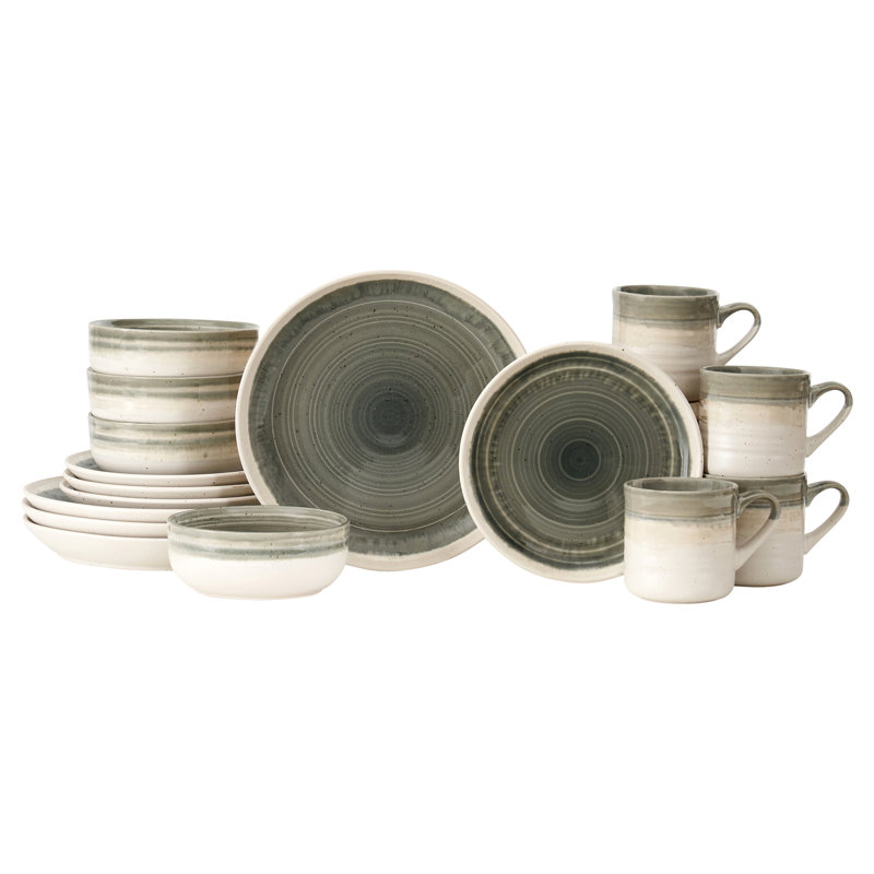 Hearth Grey Ceramic 16-Piece Dinnerware Set