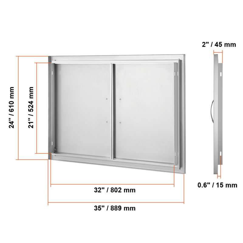 Porte de cuisine extérieure pour îlot de barbecue 35 po x 24 po VEVOR Acier inoxydable